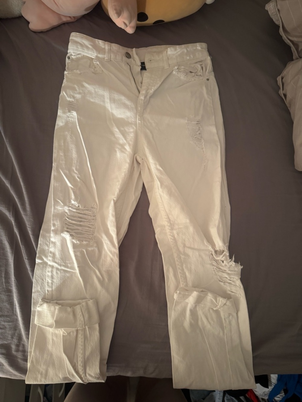 Emporio Armani White Distressed Jeans – High Rise Straight Leg Size 26